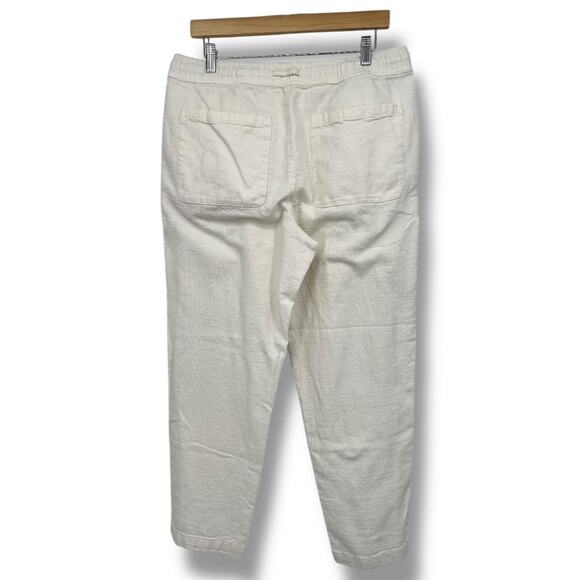Zara Pull-on Pants Front Tie w/ Pockets White Woven Cotton Women's XL Resortwear - Picture 2 of 6